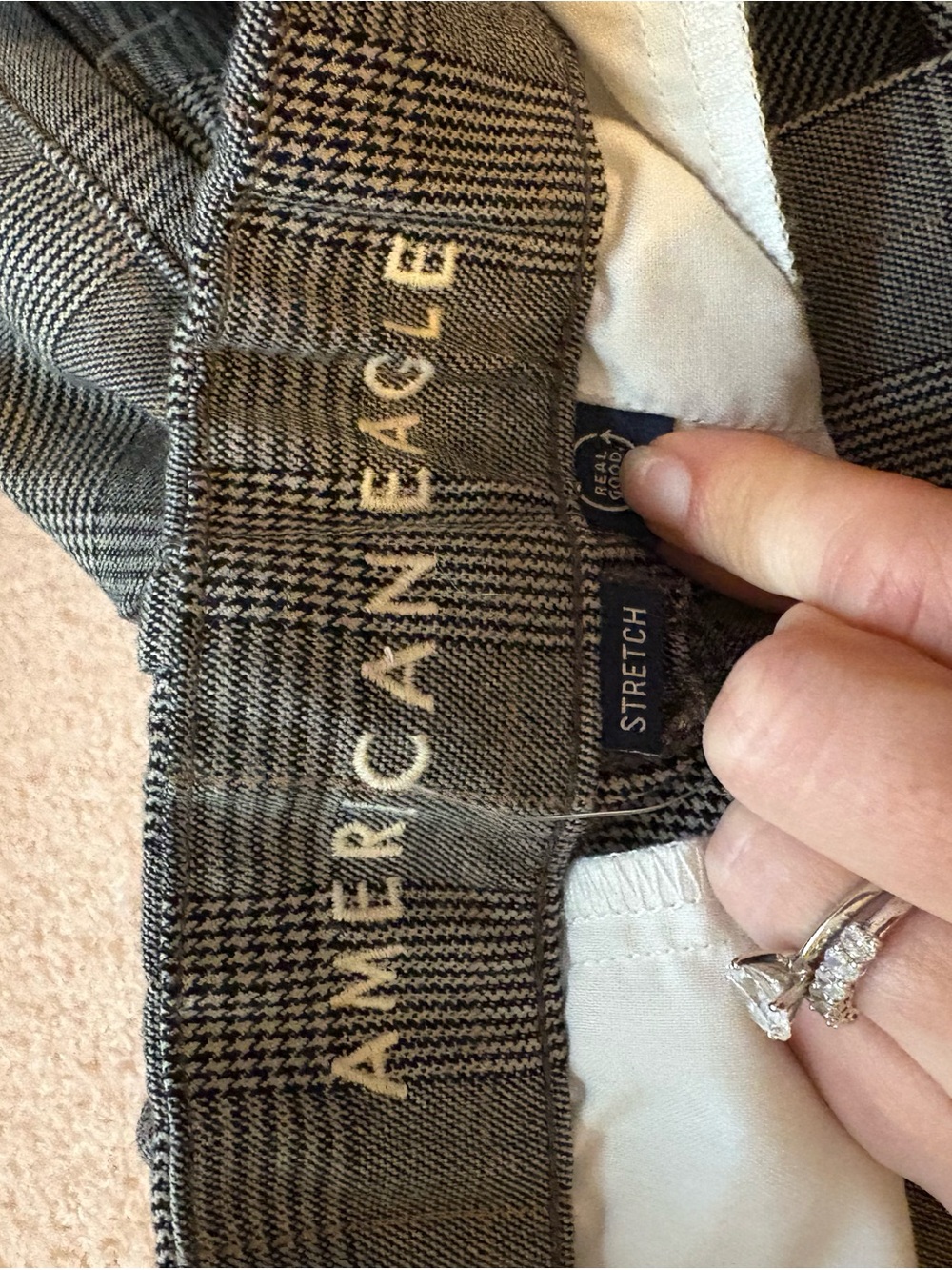 American Eagle Outfitters Gray Glen Plaid Wide-Leg Trousers - Picture 6 of 6